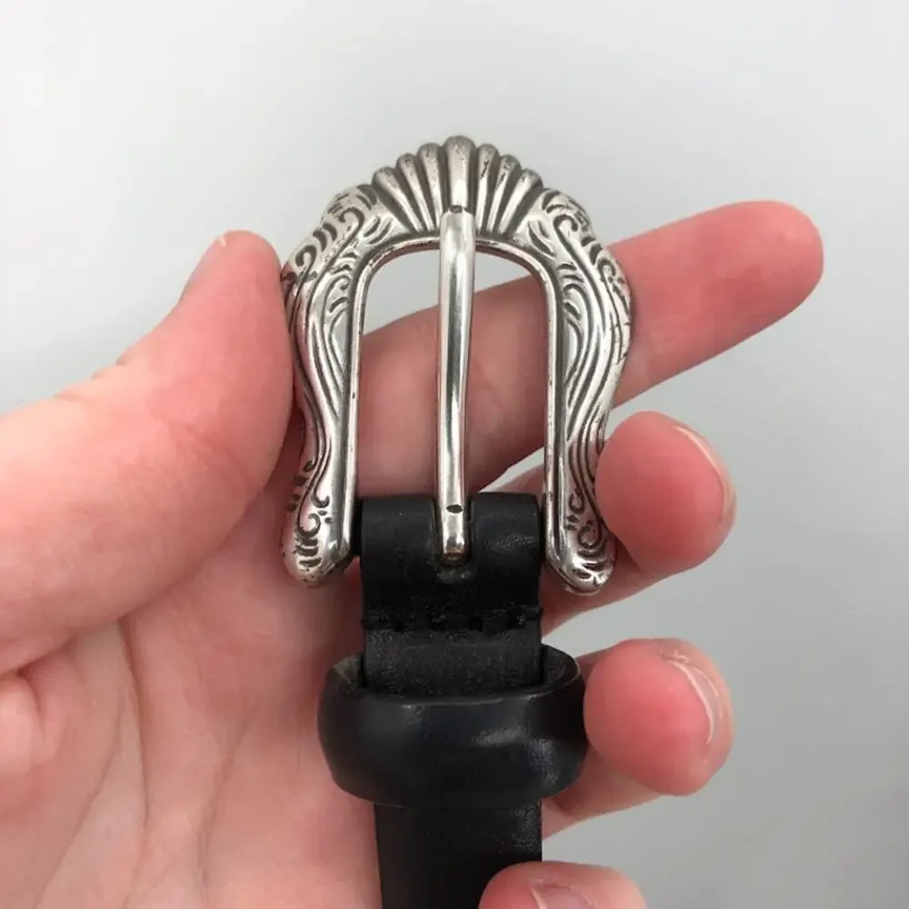 Genuine leather belt silver decoration Size Large Cowgirl Western Boho Style